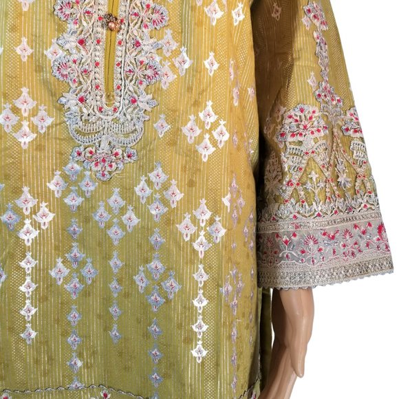 Tawakkal Pakistani Embroidered Jacquard Cotton Banarsi Shalwar Kameez Large/43 - Picture 11 of 14